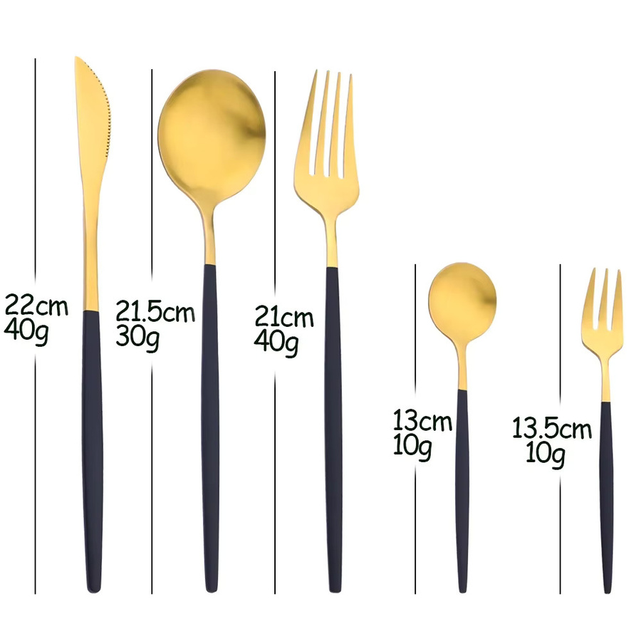 30-teiliges JANKNG Besteckset aus Edelstahl in Gold und Silber mit mattem Finish bestehend aus Messern, Gabeln und Löffeln - Bild 4