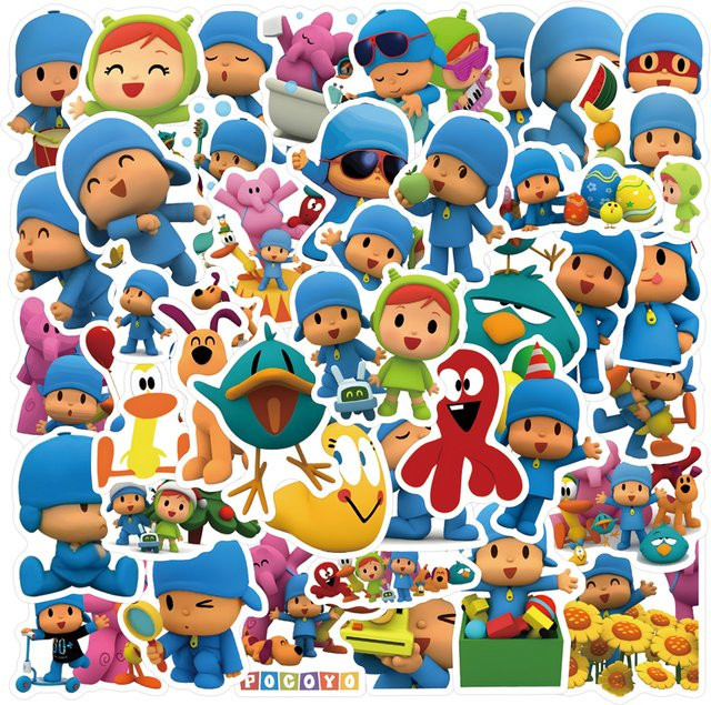 50 oder 100 Stück Pocoyo Cartoon Aufkleber in Multicolour für Laptop, Scrapbook und DIY-Projekte - Bild 1
