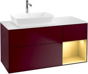 V&B Waschtischunterschrank Finion mit Wandbeleuchtung, Farbe: Weiß, B/T/H: 120 x 50,1 x 50,1 cm - Bild 1