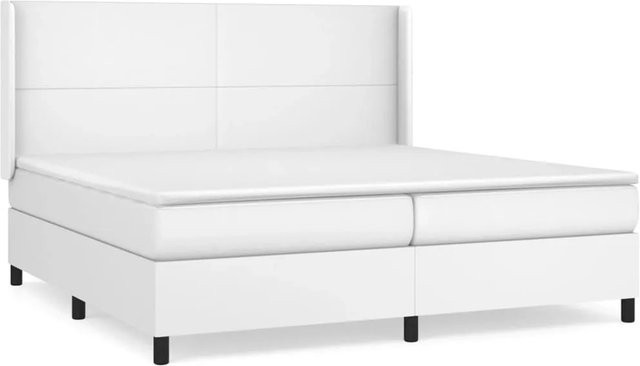 vidaXL Boxspringbett mit Matratze in Weiß aus Kunstleder, Hybridbett mit Taschenfederkern, B/T: 200 x 200 cm - Bild 1