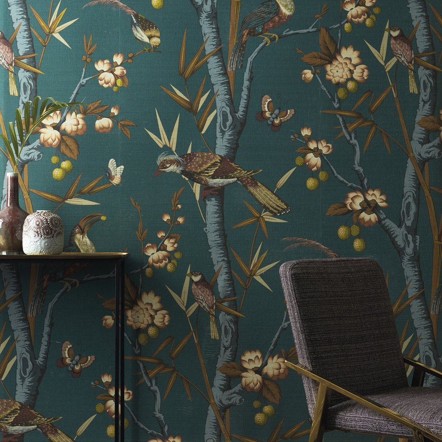 Nobilis Mural Josephine Tapete Floral in Grün mit Textur - Bild 1