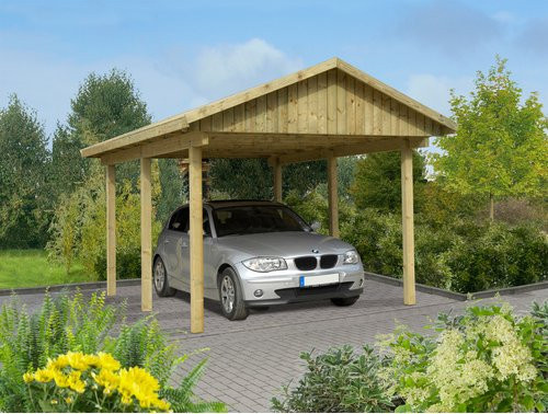 Mr. GARDENER Einzelcarport Lübeck 1 aus Kiefernholz in Braun, B/T: 340 x 510 cm - Bild 1