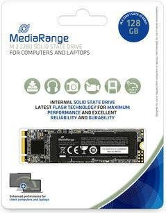 MediaRange MR1021 Interne SSD M.2 mit 128 GB Speicher, SATA III, 3D TLC NAND, Schwarz - Bild 1