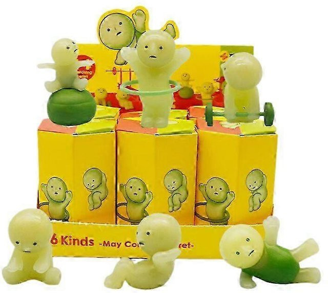 Smiski Sunday Serie Yoga Fitness Serie, Minifigur, 6-teiliges Set, leuchtend - Bild 1