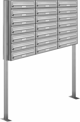 AL Briefkasten Freistehendes Briefkasten-System für 21 Parteien in Silber, B/H/T: 122,9 x 170 x 27,5 cm - Bild 1
