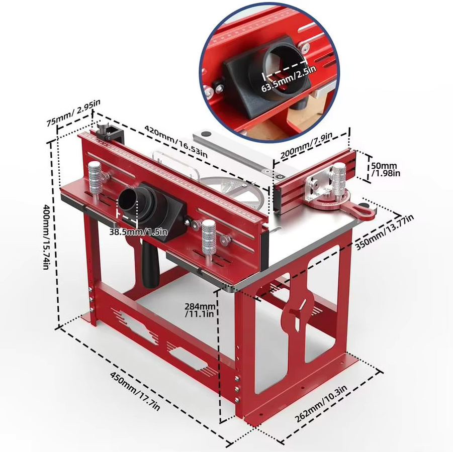ENJOYWOOD Tisch-Router-Tischwerkbank mit Gehrungslehre, Profilzaunsystem und Staubsammelanschluss für die meisten Router - Bild 5