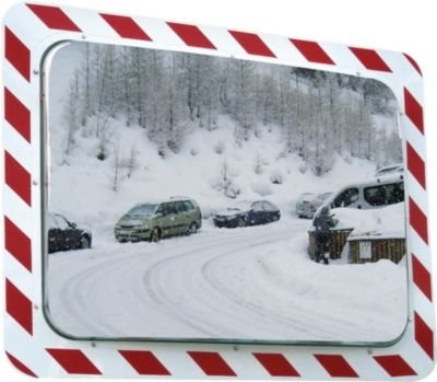 Vialux Verkehrsspiegel mit Antifrost- und Antibeschlag-Funktion, rechteckig, weiß, Wandmontage - Bild 1