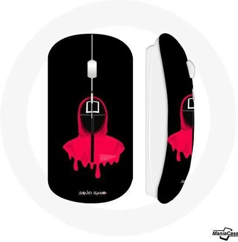 Kabellose CAPACHEAP Maus im Squid Game Soldaten Design mit quadratischer Maske in Schwarz - Bild 1