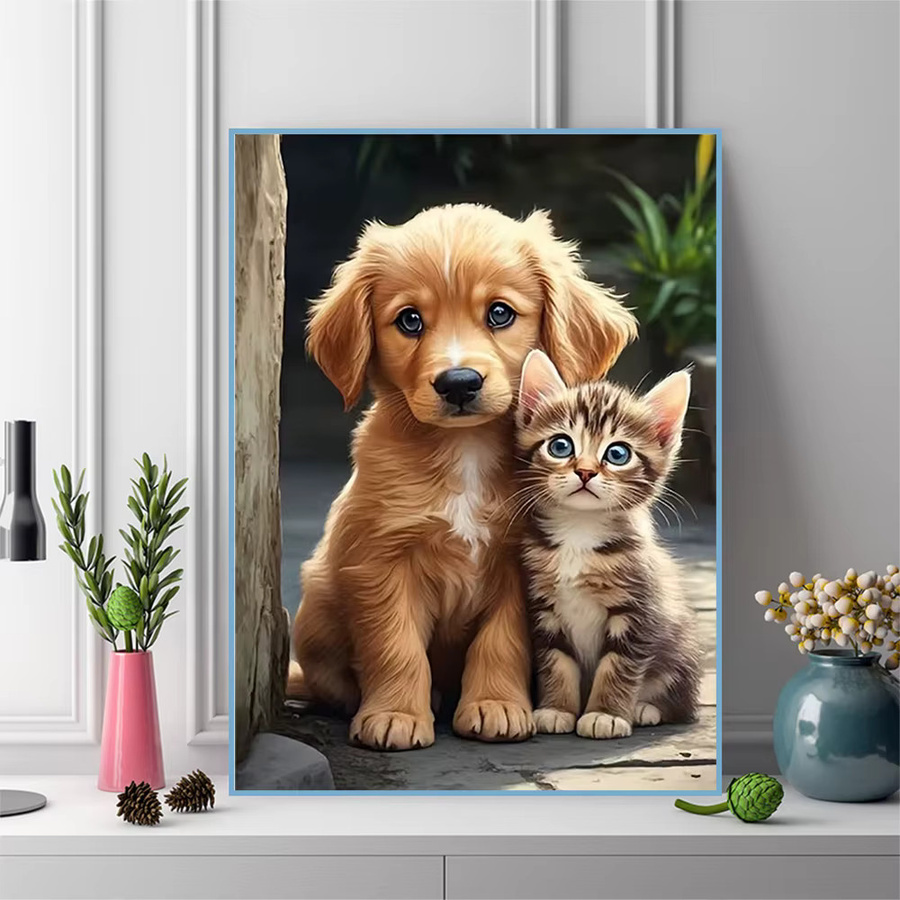 Momoart Diamant-Stickerei DIY Set mit Hund und Katzenmuster in Multicolour für Erwachsene und Anfänger B/H/T: 30,0 x 20,0 x 20,0 cm - Bild 3