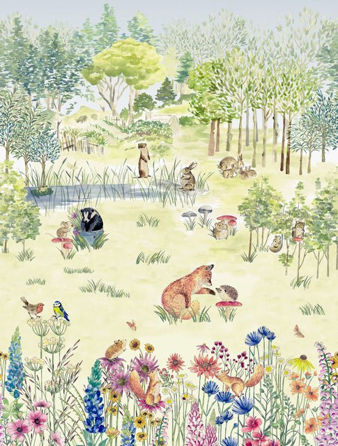 Little Greene Tapete Potter's Woodland - Spring Wandbild mit floralem Motiv in Mehrfarbig für Kinderzimmer - Bild 1