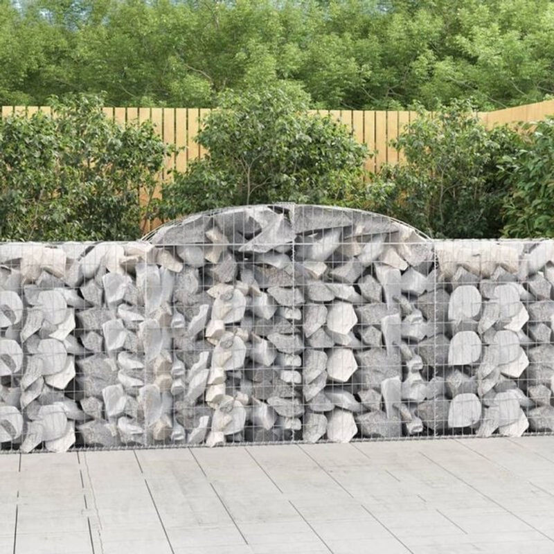 Vidaxl Gabionen mit Hochbogen aus verzinktem Eisen, 20 Stück, Farbe: Silber/Grau, B/T/H: 300 x 50 x 100/120 cm - Bild 1