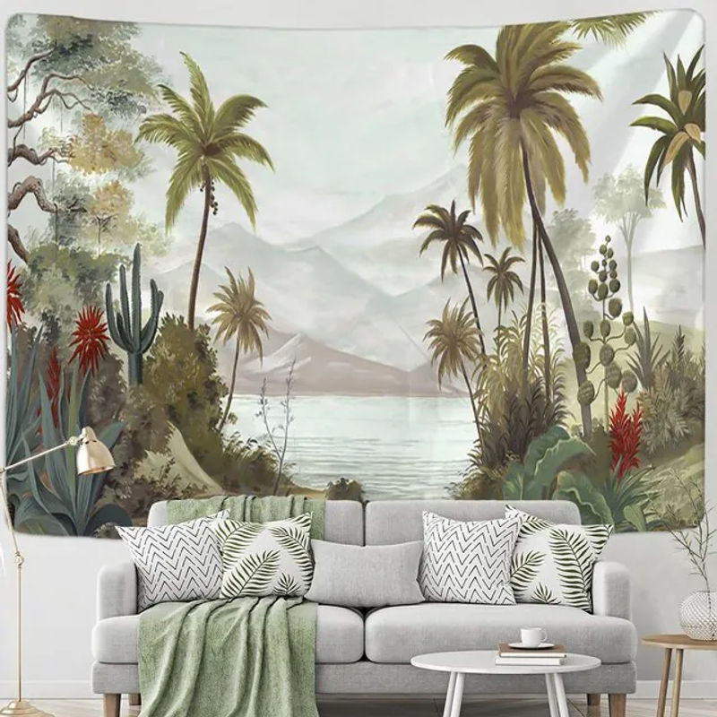Super Six Wandbehang Bohemian Stil mit Papageien und tropischer Natur, mehrfarbig, B: 95 cm, H: 70 cm - Bild 1