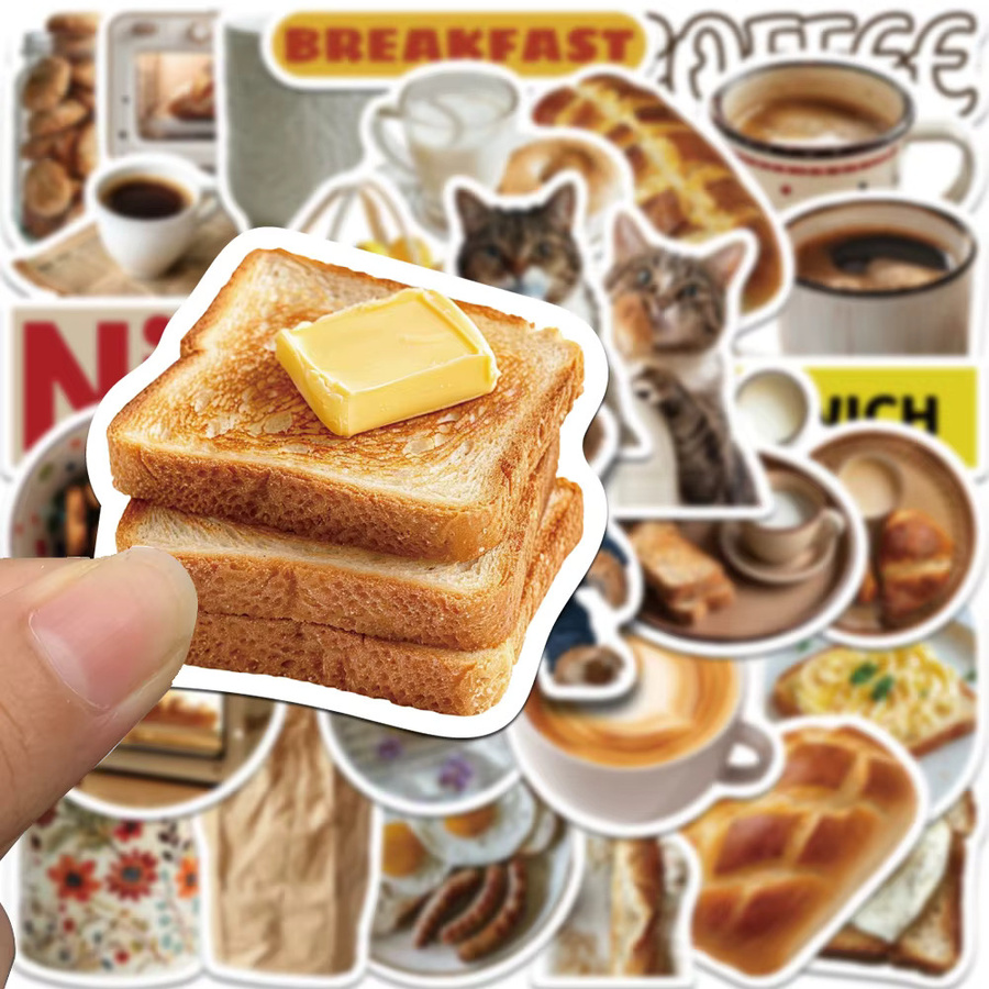 30 Stück Cartoon Bär Brot Aufkleber Set, wasserfeste ästhetische Sticker in Multicolour für Laptop, Koffer und Kühlschrank - Bild 3