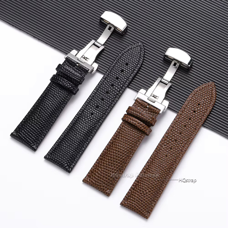 HQstrap Uhrenarmband Kalbsleder, Eidechsenmuster, Schmetterlingsschnalle, Unisex - Bild 2