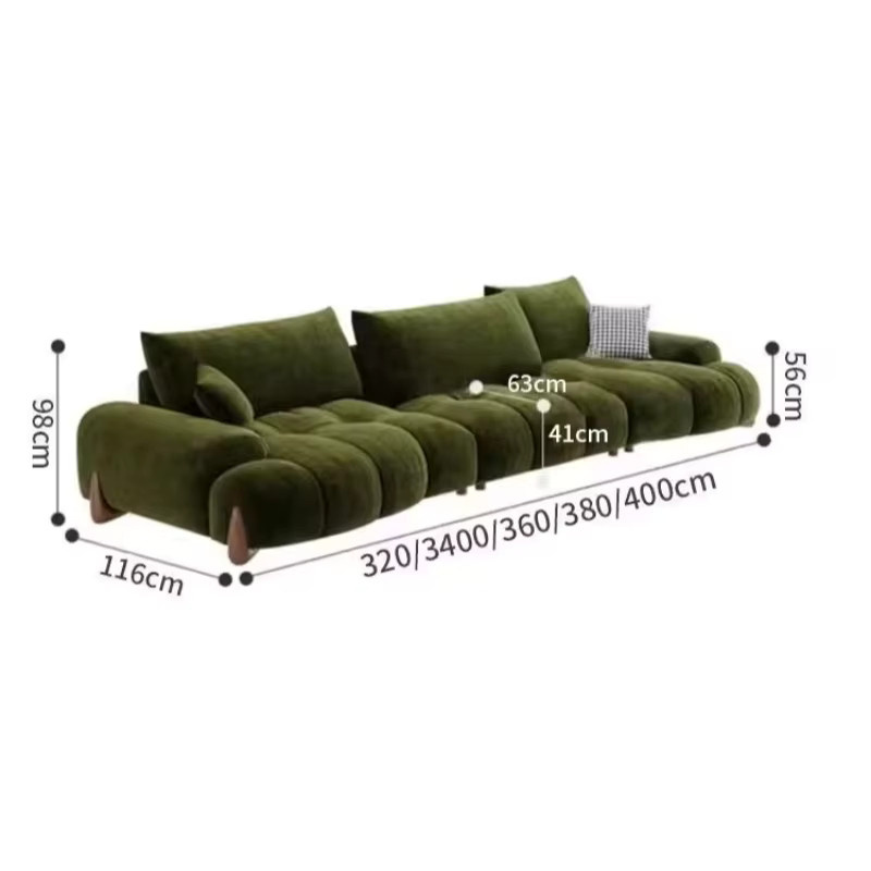 MDNG Vierpersonen-Sofa im Retro-Stil mit gerader und geschwungener Form, Polstersofa aus Stoff in Grün für dein Wohnzimmer - Bild 4