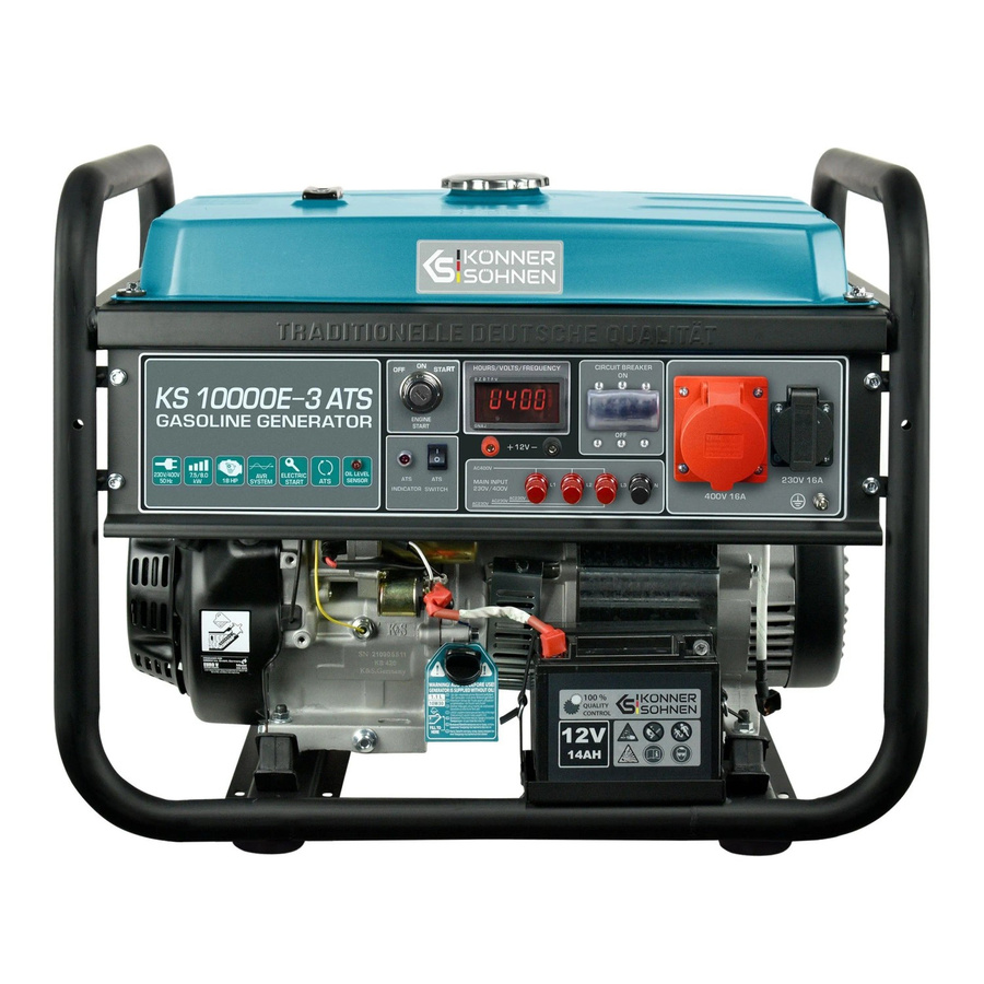 Könner & Söhnen Benzin-Generator KS 10000E-3 ATS in Blau mit 3-Phasen-Anschluss und Stahlgehäuse - Bild 2