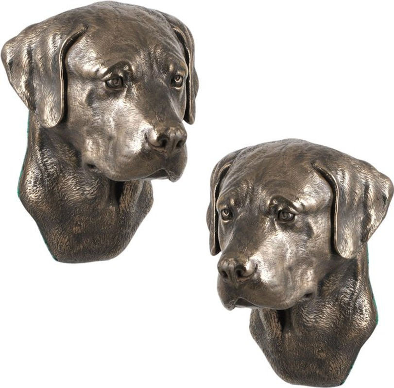 Art-Dog Labrador Retriever Hundestatue als hängende Büste in Braun aus Kunstharz und Metall - Bild 1