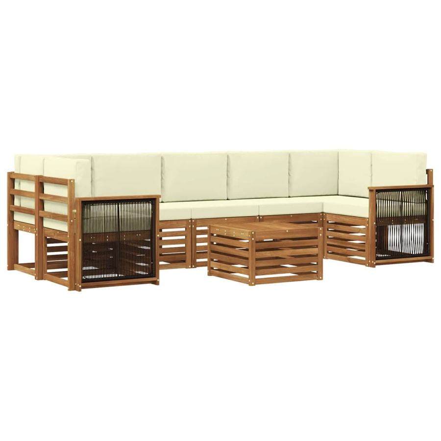 vidaXL Outdoor-Sofagarnitur aus Massivholz Akazie mit 8 Polsterteilen in Natur und Beige - Bild 2