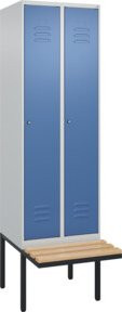 C+P Spind Classic PLUS Garderobenschrank mit Sitzbank, 2 Abteile, Zylinderschloss, 3 Garderobenhaken, B/T/H: 212 x 60 x 81,5 cm - Bild 1