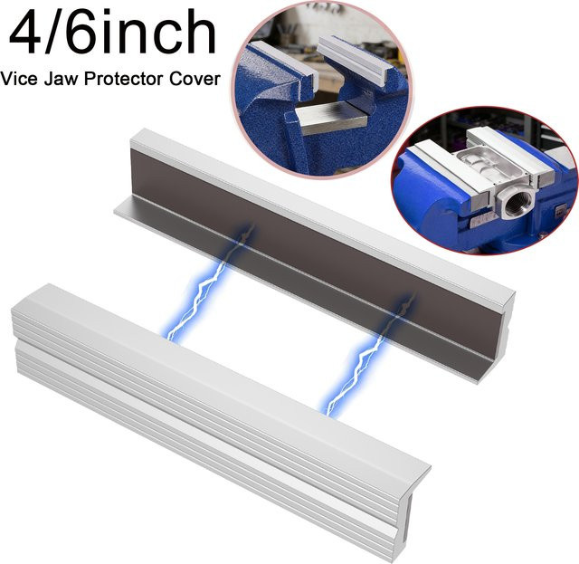 Adifare Magnetische Schraubstock-Schutzhüllen aus Aluminiumlegierung in Silber für 4/5 Zoll Schraubstöcke zur Holz-, Metall- und Kunststoffbearbeitung - Bild 1