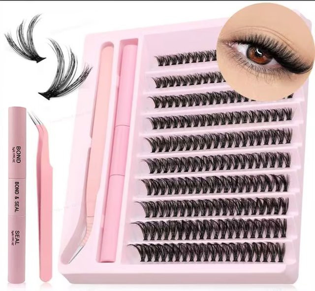 LIMEIKAI Wimpernset, 200 Cluster Nerzimitat, C-Curl, 10-16 mm, Unisex - Bild 1