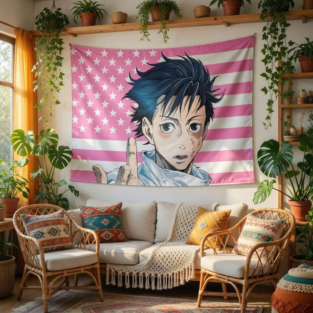 JMG Household Supplies Yuta Okkotsu Anime Flaggentuch Jujutsu Kaisen Manga Wandbanner Mehrfarbig B: 90 cm, H: 60 cm - Bild 1