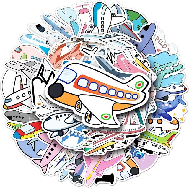 GOGOTU Flugzeug Cartoon Aufkleber, 50-teiliges Set - Bild 1