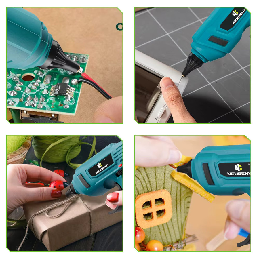 NEWBENY Kabellose Heißklebepistole in Blau, wiederaufladbar, bis zu 280 °C, für 11 mm Klebestifte, kompatibel mit Makita 21 V Akku - Bild 2