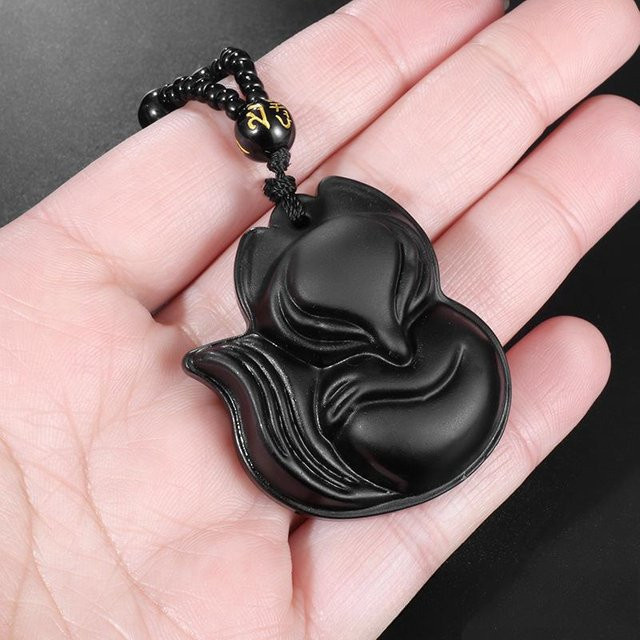 YIRAN Anhänger Obsidian, Edelstahl, Schwarz, Unisex - Bild 1