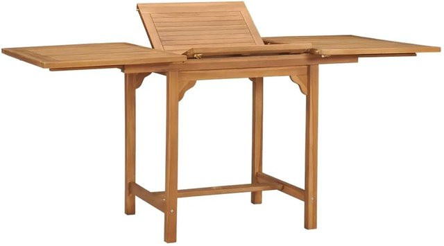 vidaXL Gartentisch aus ausziehbarem Teak-Massivholz, braun, B/T/H: 110-160 x 80 x 75 cm - Bild 1