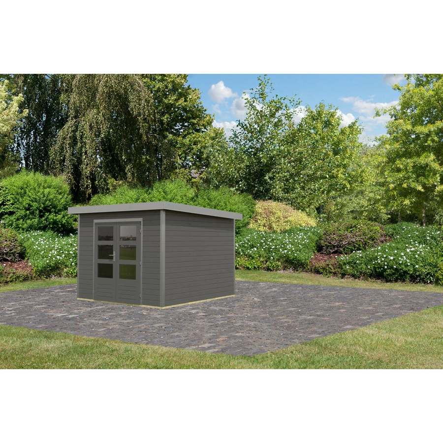 Karibu Gartenhaus Domingo B aus Holz in Terragrau/Grau, B/T/H: 218,5 x 270 x 270 cm - Bild 2