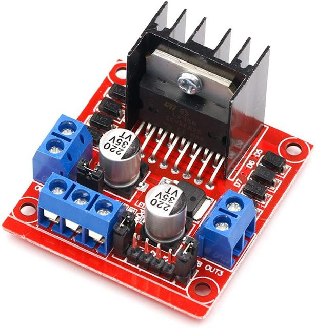 AOKIN L298N Motor Drive Controller Board DC Dual H-Bridge Roboter Schrittmotorsteuerung und Antriebsmodul für Arduino Smart Car in Rot - Bild 1