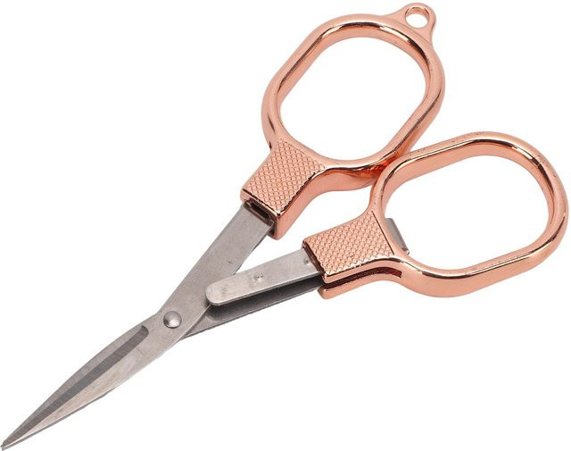 Igeteck Stickschere aus Edelstahl in Roségold und Beige mit scharfer Klinge und faltbarem Design - Bild 1