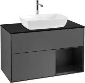 V&B Finion Waschtischunterschrank mit Wandbeleuchtung in Anthrazit, Breite: 100 cm, Tiefe: 50,1 cm, Höhe: 50,1 cm - Bild 1