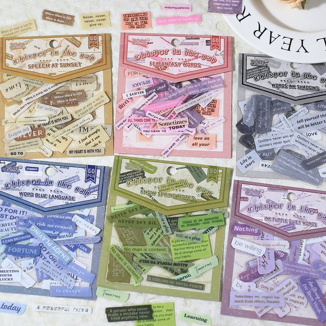 Journamm 50 Stück englische Buchstabenaufkleber aus PET in Multicolour für Scrapbooking und Kartenherstellung - Bild 1