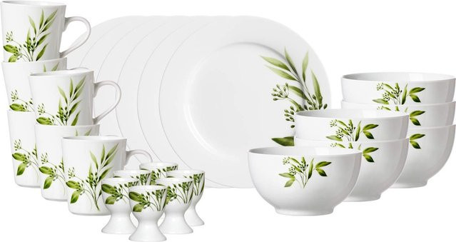 Ritzenhoff & Breker Frühstücksservice Evora 24er Set aus Porzellan in Weiß mit floralem Design - Bild 1