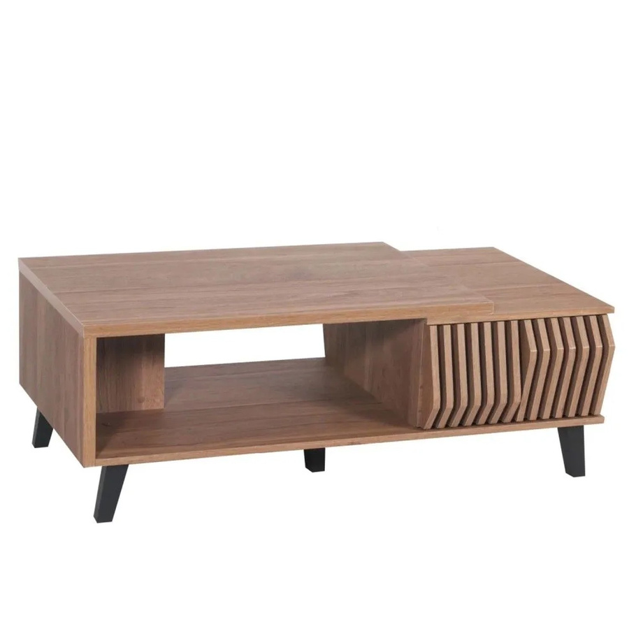 Couchtisch MCW-M45 in Braun mit 3D-Design Schubladen und Gitter-Design, B/T/H: 120 x 44 x 65 cm - Bild 2