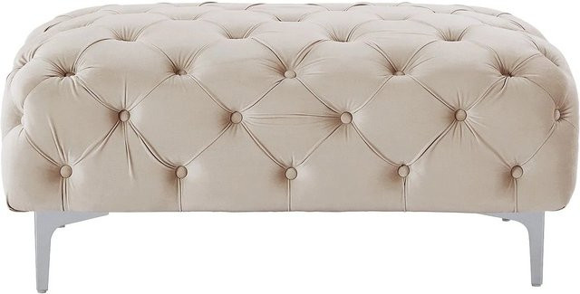 Sitzhocker Edwina von Vente-unique in Beige aus Samt mit Chesterfield-Design, Breite: 103 cm - Bild 1