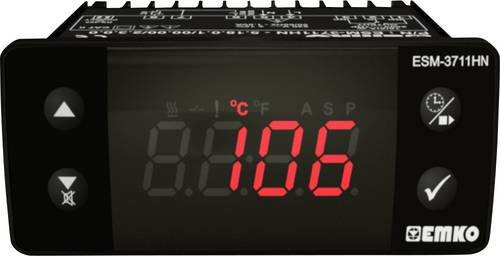 Emko 2-Punkt-Temperaturregler ESM-3711-HN.2.18.0.1/00.00/1.0.0.0 mit NTC-Sensor, -50 bis 100°C, 16A Relais, Schwarz, B: 76 mm, H: 65 mm, T: 35 mm - Bild 1