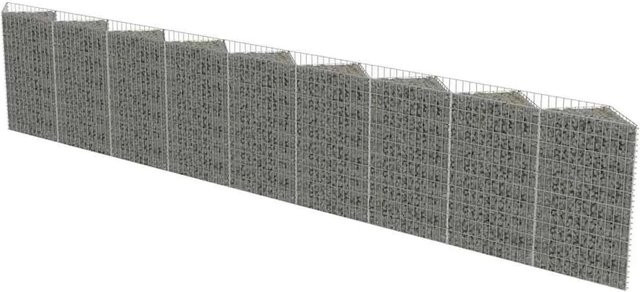 vidaXL Gabionenwand aus verzinktem Stahl in Silber/Grau, B/T/H: 630 x 30 x 100 cm - Bild 1