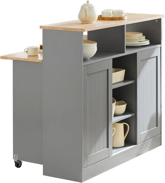 SoBuy Kücheninsel Sideboard FSB36-HG mit Arbeitsfläche in Grau matt - Bild 1