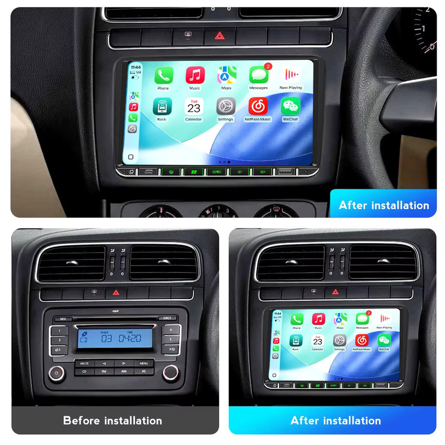 MEKEDE 9 Zoll Linux-System Kabelloses CarPlay und Android Auto Autoradio mit Bluetooth in Schwarz für Volkswagen VW Passat B6 B7 T5 Tiguan Touran Golf 5 Golf 6 Polo Skoda Octavia Fabia Seat Jetta Caddy - Bild 2
