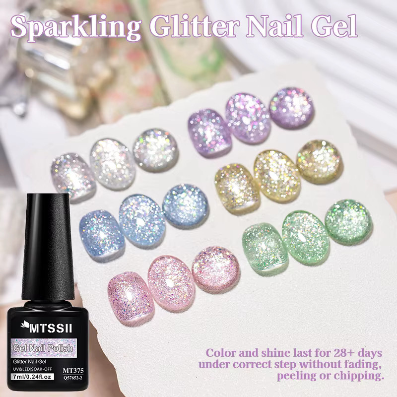Mtssii Nagellack, Laser-Glitter-Pailletten-Gel, schimmernd - Bild 3
