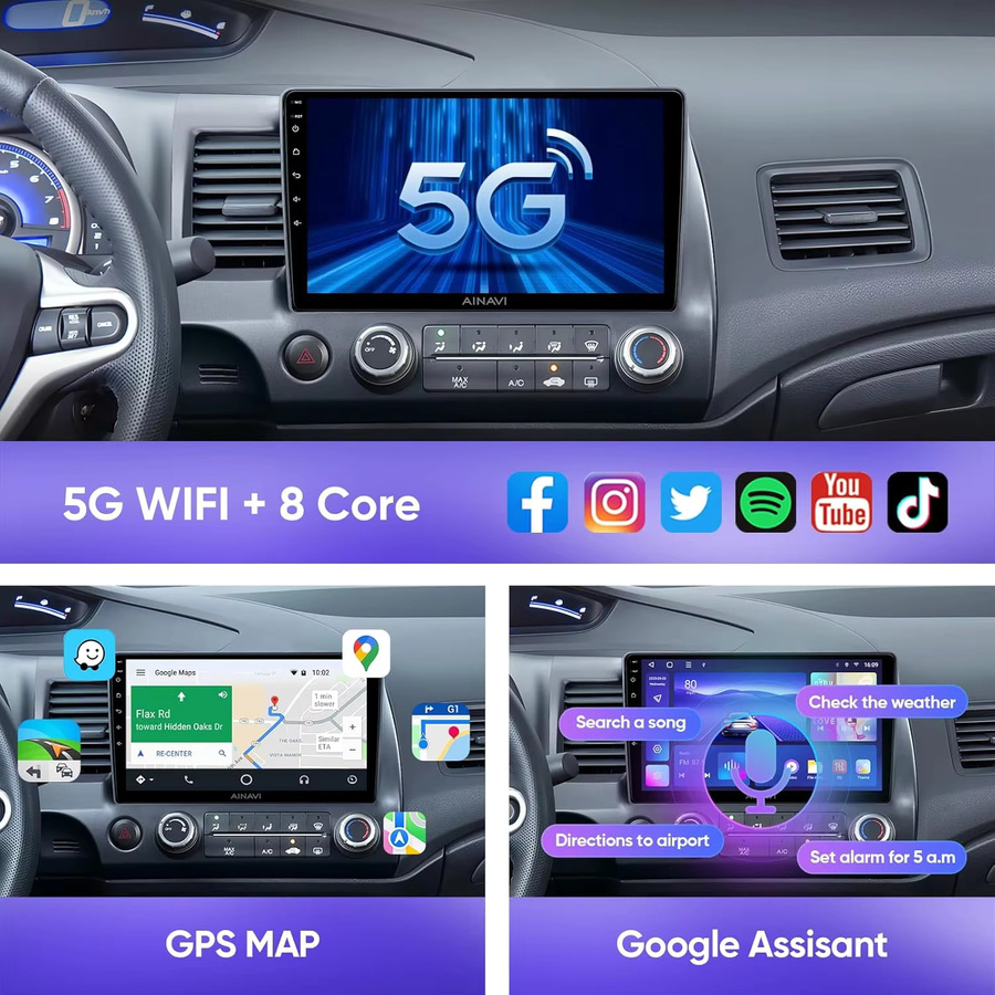 YUERADIAO Android 16 Autoradio mit Carplay und Navigation für Volkswagen VW Golf 7 2013 - 2020 MK7, Multimedia Player mit GPS, WiFi und 4G, Schwarz - Bild 5