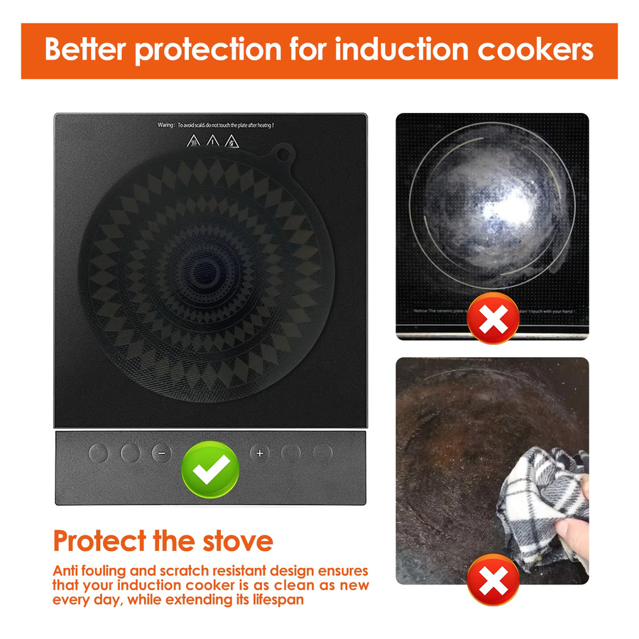 Willstar 4er-Set Silikon Kochfeld Schutzmatten für Induktionskochfelder, thermochrome Herd Abdeckung Pads, Schwarz, rund - Bild 4