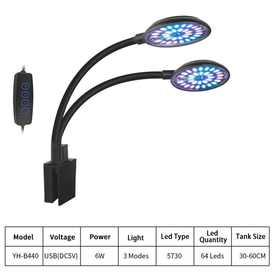 Scandium LED-Growlight für Meerwasseraquarien in Schwarz mit USB-Anschluss und Clip-Halterung - Bild 2