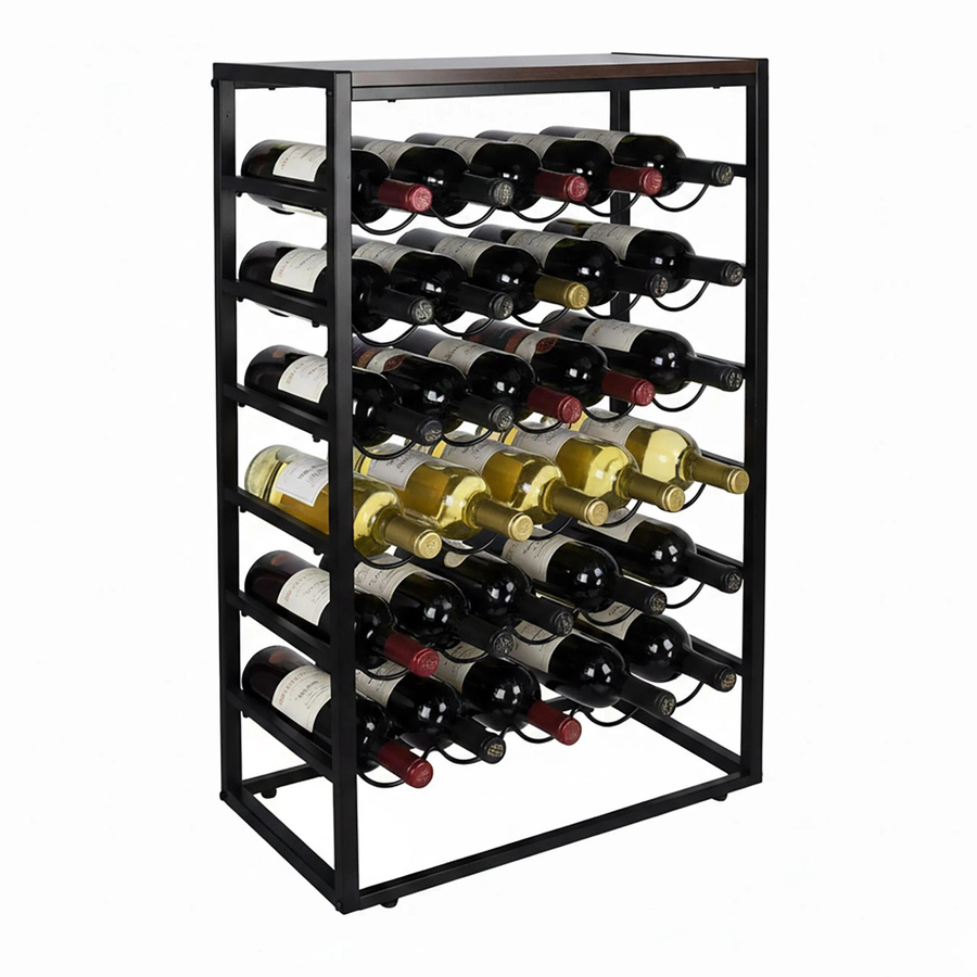 Relaxdays Weinregal aus Eisen und MDF in Schwarz und Braun für 30 Flaschen, höhenverstellbar, B/T/H: 59 x 30 x 88 cm - Bild 2