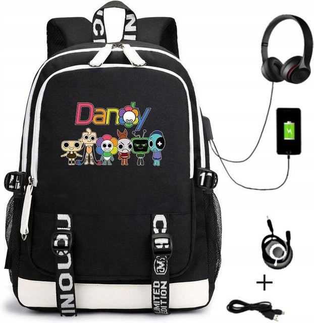 3-teiliges Schulrucksack-Set in Schwarz aus Oxford-Stoff mit großem Fassungsvermögen inklusive Schultergurt und Federmäppchen - Bild 1