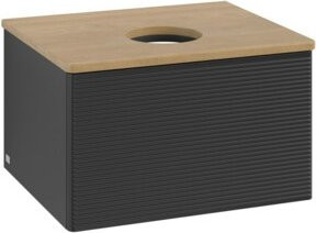 V&B Waschtischunterschrank Antao mit Frontstruktur in Eiche Honigbraun lackiert, B/T/H: 60 x 36 x 50 cm - Bild 1