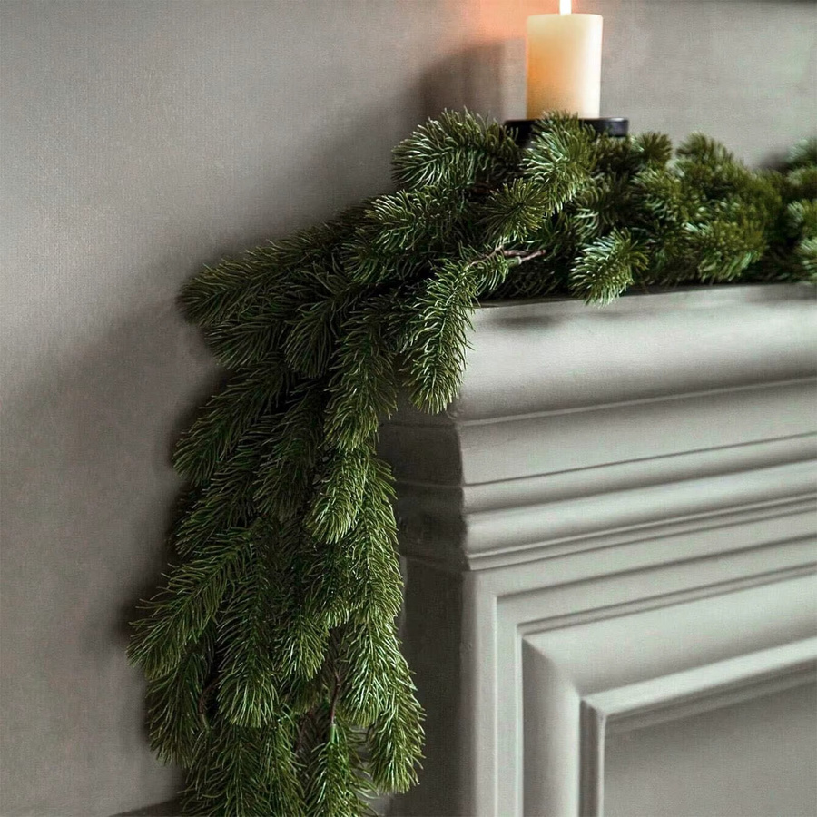 Grüne Künstliche Weihnachts-Girlande aus Kiefer und Rattan, Länge: 180 cm, zur Dekoration für Weihnachten, Hochzeiten oder Partys - Bild 5